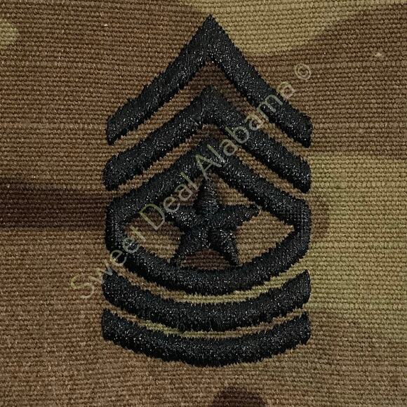 U.S. Army Embroidered Sgt. Major OCP Sew-On Rank Insignia, Multi-Camo 2" x 2" - Picture 1 of 3